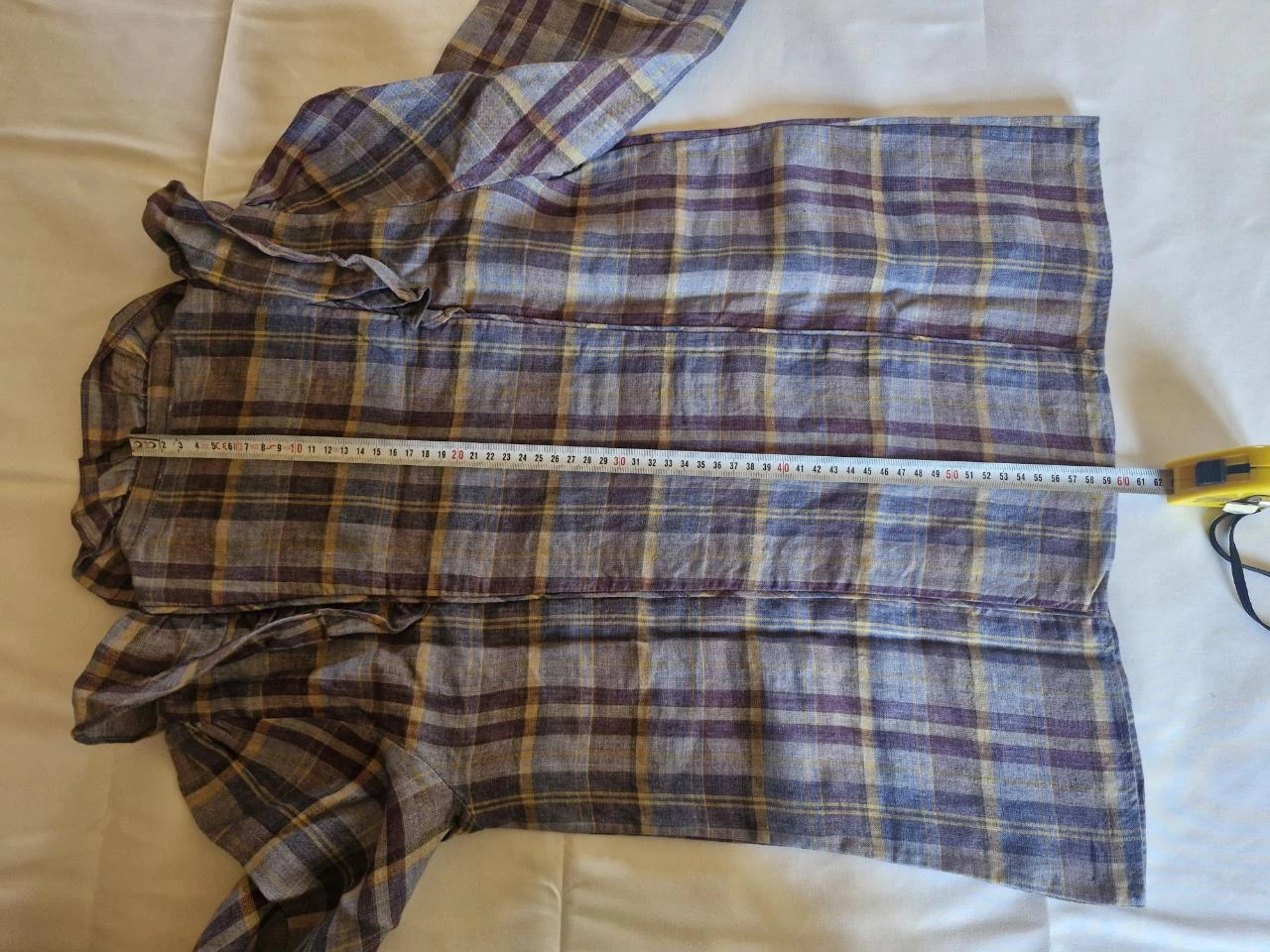 Long sleeve blouse for women - Lilac purple plaid - Size 34 – photo 13